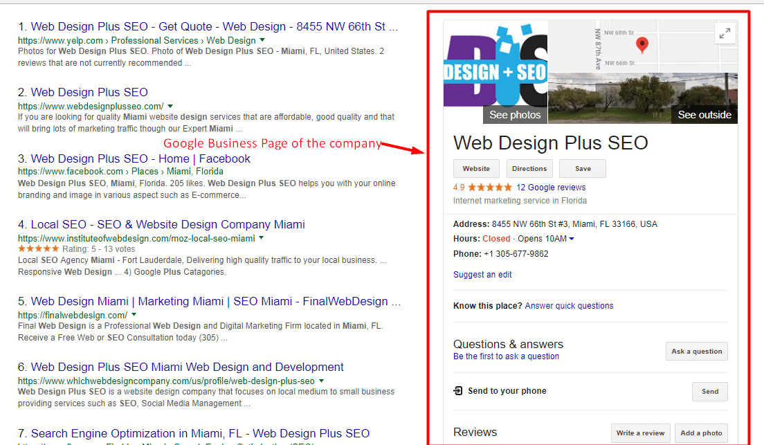 Google my business page