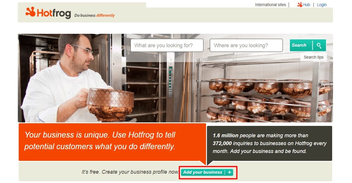 Registering on Citation - Example with HotFrog : Step 1