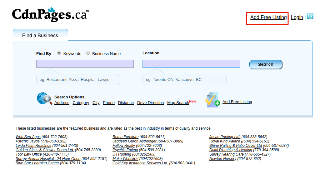 Citation sites for Canada