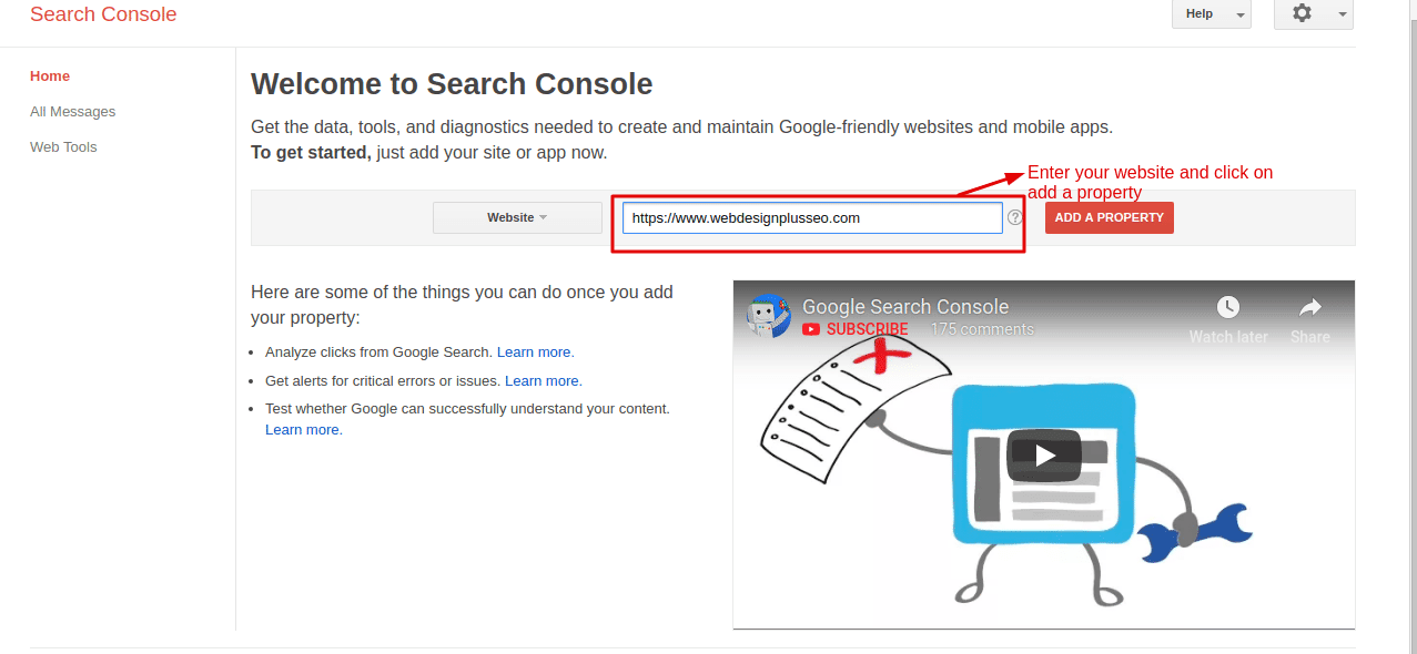 Google search console sign up steps