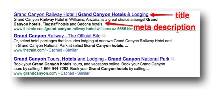 meta-description and title tags for seo