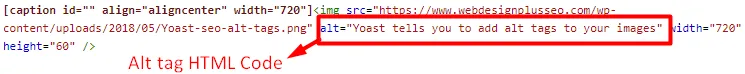 HTML Code for adding Alt Tag to an image