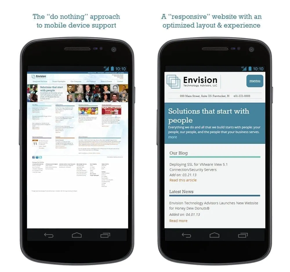old mobile vs responsive Web Design Services 3