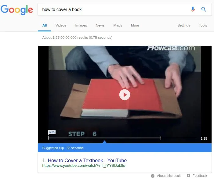 video featured snippet