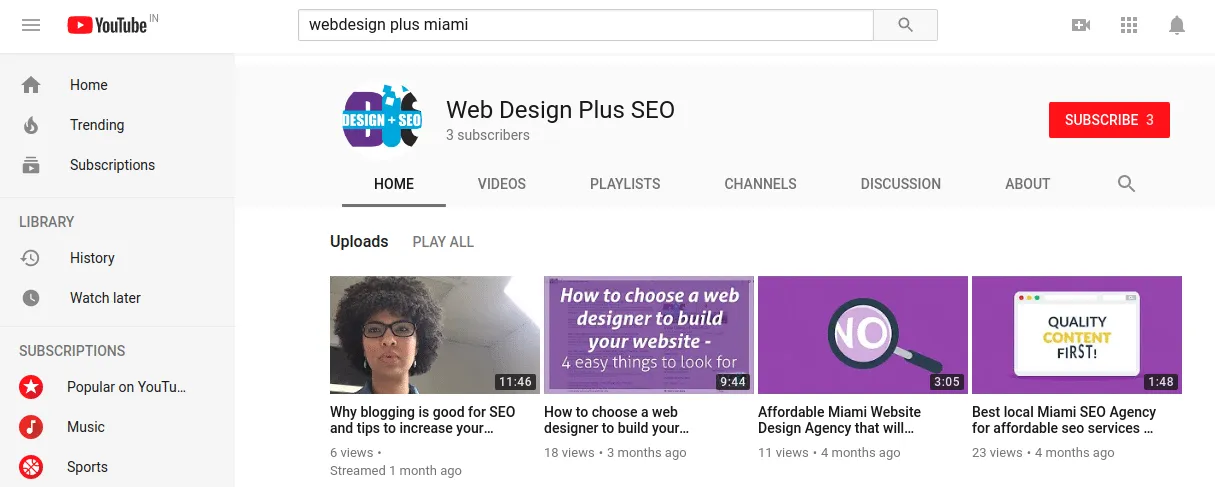 Example of a YouTube Profile